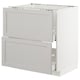 METOD white kitchen cabinet, light grey with bevelled edges, two drawers, rectangular shape, classic design.