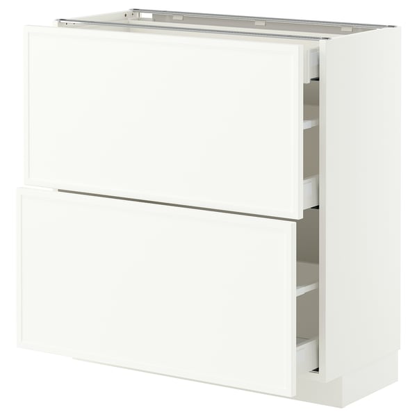 METOD / MAXIMERA Base cab with 2 fronts/3 drawers, white/Aspudden matt white, 80x37 cm