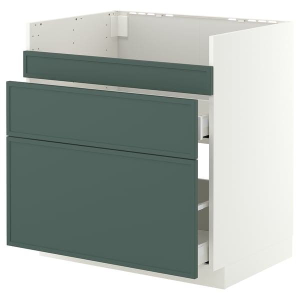 METOD / MAXIMERA Base cb f HAVSEN snk/3 frnts/2 drws, white/Aspudden dark grey-green, 80x60 cm