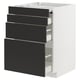 Modern kitchen cabinet with 4 black drawers, sleek design, white frame, smooth runners.