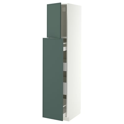 METOD / MAXIMERA Hc w p-o func 1dr/4drw, white/Aspudden dark grey-green, 40x60x200 cm
