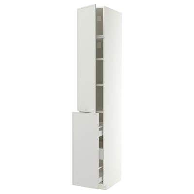 METOD / MAXIMERA Hc w p-o func 3drw/1dr/2shlv, white/Aspudden light grey, 40x60x240 cm