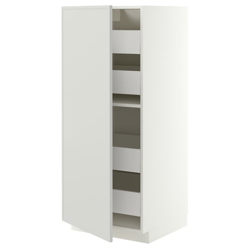 METOD / MAXIMERA High cabinet with drawers, white/Aspudden light grey, 60x60x140 cm