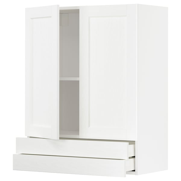 White METOD kitchen unit with drawers and cabinet.