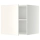 Ikea METOD white wall cabinet, one door open, two shelves visible. Adjustable, square, modern design.
