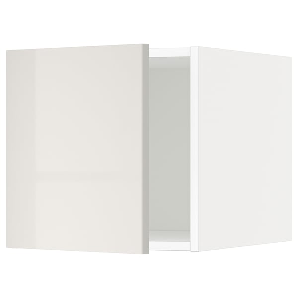 A modern, grey high-gloss kitchen cabinet from the METOD system. Its rectangular, with a sleek design and a smooth finish.