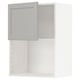 Open METOD kitchen cabinet with light grey lerhyttan front, featuring a square frame and bevelled edges.