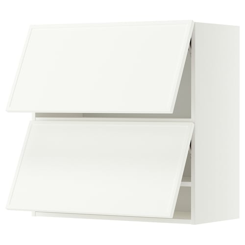 METOD Wall cabinet horizontal w 2 doors, white/Aspudden matt white, 80x80 cm