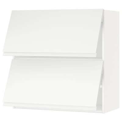 White METOD kitchen shelf: modern, minimalist, rectangular shape with two open shelves.