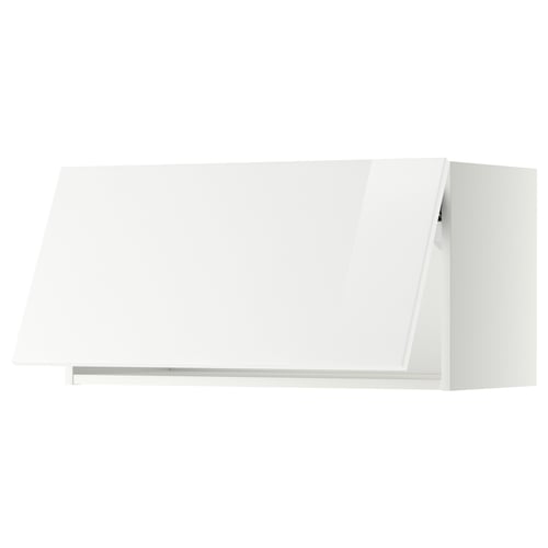 Modern white high-gloss kitchen cabinet with sleek design.
