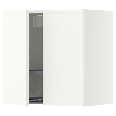 METOD Wall cabinet w dish drainer/2 doors, white/Aspudden matt white, 60x60 cm