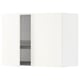 METOD kitchen unit in white with open door, steel dish drainer.