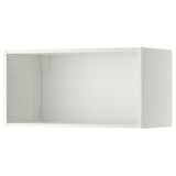 White METOD wall cabinet, rectangular, hollow inside, with drilling holes on one side.