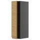 Modern kitchen cabinet with gray and oak-wood finish, sleek design, minimalist handles.