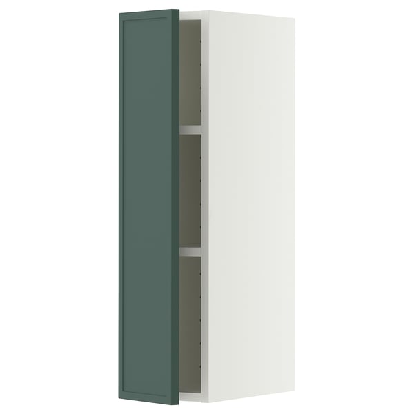 METOD Wall cabinet with shelves, white/Aspudden dark grey-green, 20x80 cm