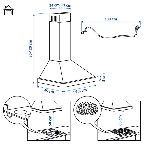 NILSBYN Wall mounted extractor hood, IKEA 300 black, 60 cm