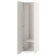 An ikea PAX wardrobe in white with an open door revealing a shelf inside.