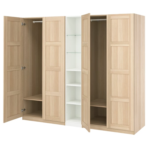 IKEA PAX wardrobe - light oak, 3 sections, textured doors
