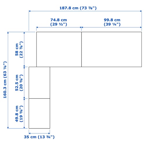 Illustration with measurements for the product: PAX.