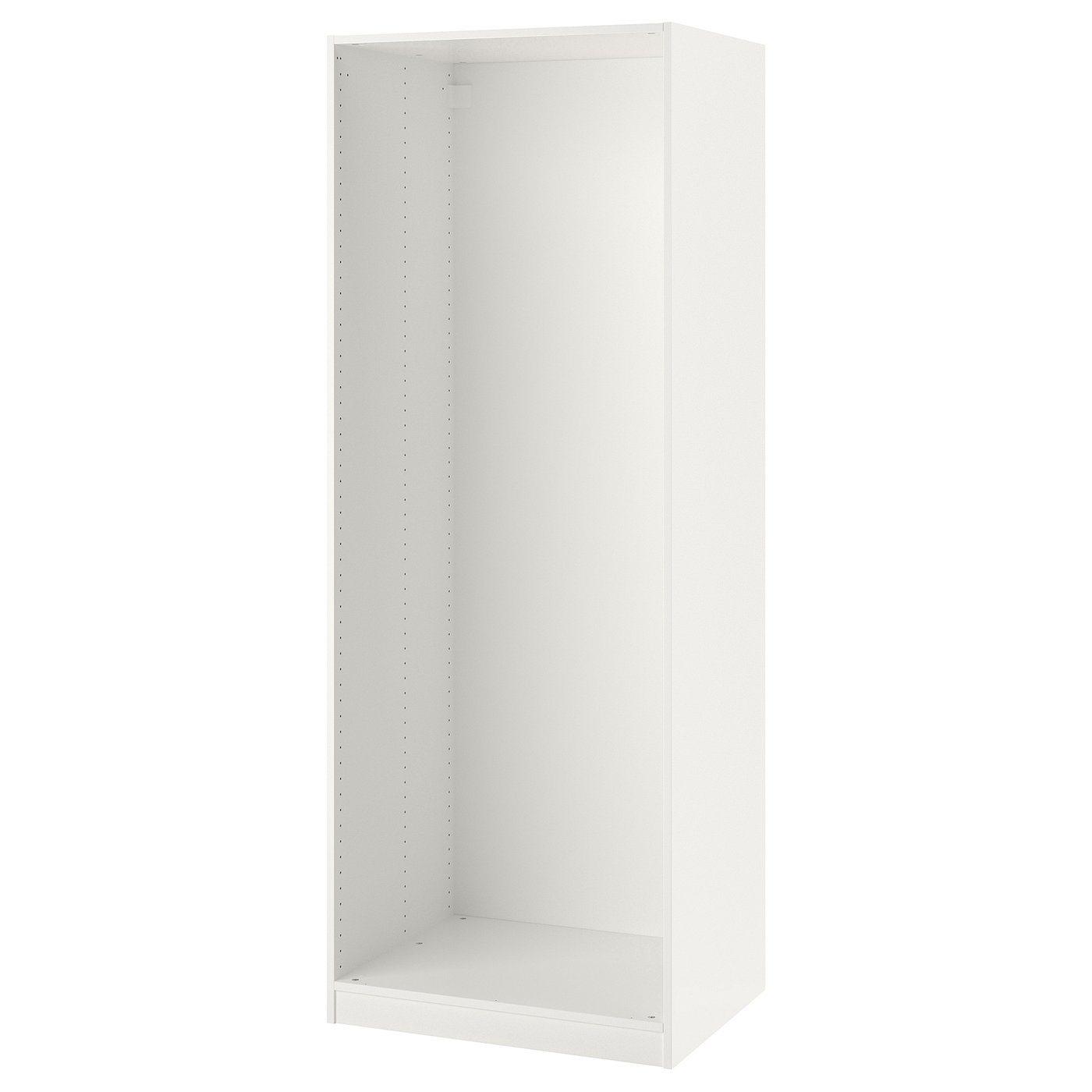 White IKEA PAX wardrobe frame, rectangular, minimalist design.
