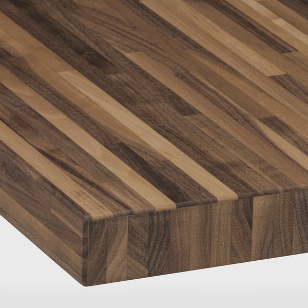 PINNARP Custom made worktop, walnut/veneer, 63.6-125x3.8 cm