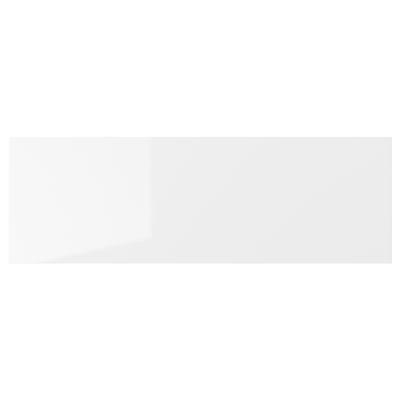 RINGHULT white glossy kitchen drawer, sleek modern design, durable high-gloss foil front, straight lines.