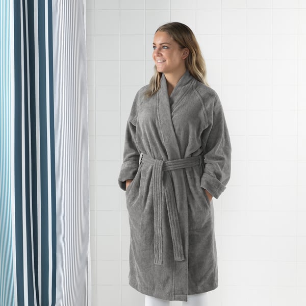 ROCKÅN Bath robe, grey, S/M