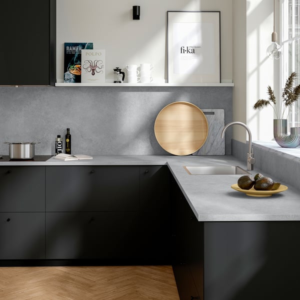 SIBBARP Custom made wall panel, light grey concrete effect/laminate, 1 m²x1.3 cm