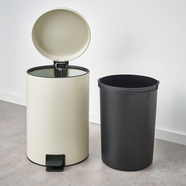 STENTRAPPA Pedal bin, light grey-beige, 18 l