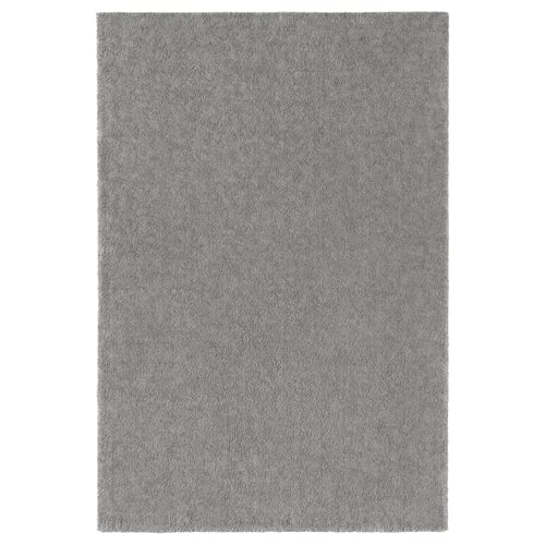 STOENSE grey area rug, recycled, plush, rubber backing.