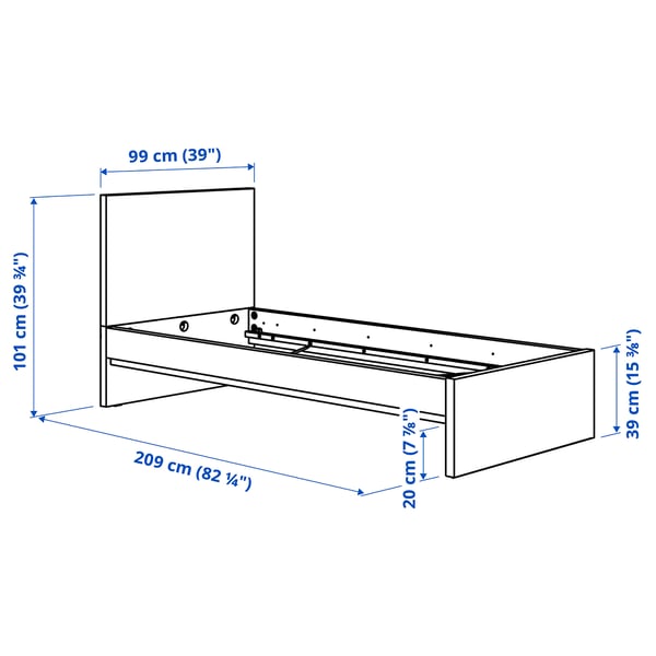 STORKLINTA Bed frame, oak effect/Luröy, 90x200 cm
