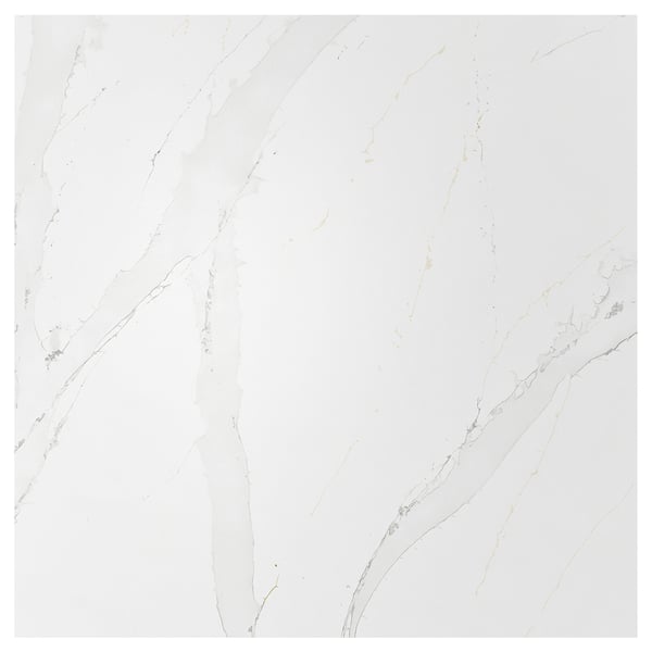 TÄRNHULT Custom made wall panel, white/grey-beige marble effect/glass composite, 1 m²x1.2 cm