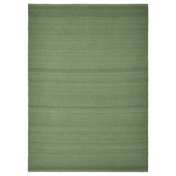 TIDTABELL flatwoven rug, green, wool & cotton, rectangular, melange texture.