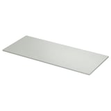 A TOLKEN light grey countertop with a modern stone effect and square edges. Made of melamine and fibreboard, it is ideal for contemporary bathrooms.