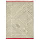 UNDERVISNING rug, cream with lines, red border, diamond pattern, soft wool, rectangular.