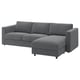 VIMLE 3-seat sofa, with chaise longue/Johanneshov dark grey