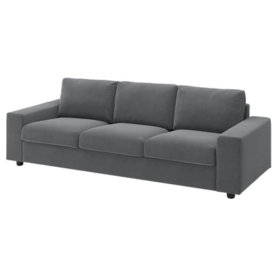 VIMLE 3-seat sofa, with wide armrests/Johanneshov dark grey