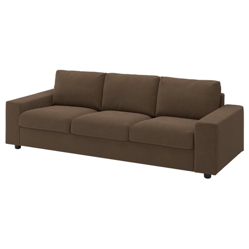 VIMLE 3-seat sofa, with wide armrests/Mosshed dark brown