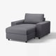 VIMLE grey sofa with storage chaise. Modern, minimalist design. Soft, removable fabric cover.
