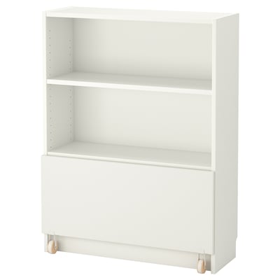 Белая книжная полка БИЛЛИ, универсальный шкаф для хранения с регулируемой полкой и ящиком на колесиках.