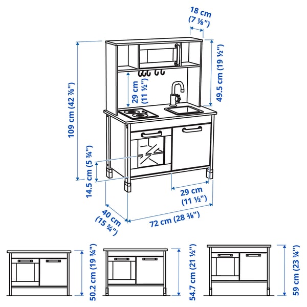Иллюстрация с размерами для товара: DUKTIG.
