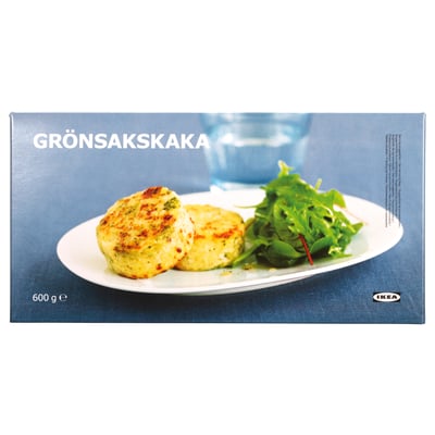 Упаковка Ikeas GRÖNSAKSKAKA: тарелка с картофелем, брокколи и зеленью, продукт весом 600 г.