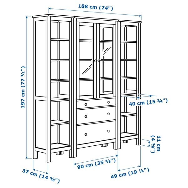Иллюстрация с размерами для товара: HEMNES.