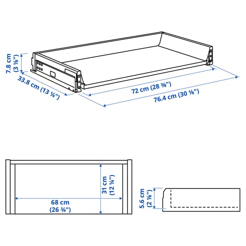 MAXIMERA Ящик, низкий, белый, 80x37 см