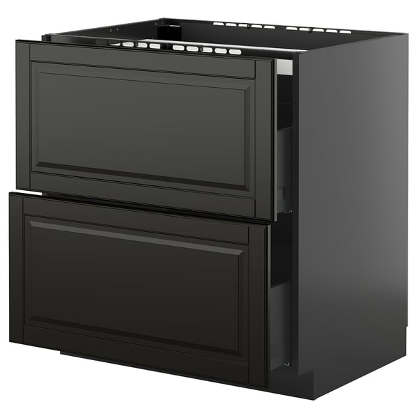 Черный кухонный гарнитур ikea METOD с 2 ящиками