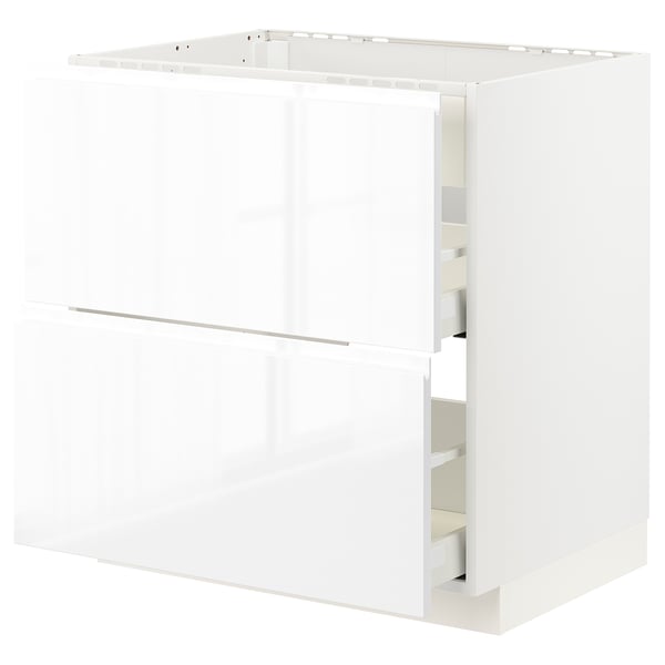 Белый кухонный шкаф ikea METOD, современный, глянцевый, прямоугольный, со встроенными ручками, элегантный дизайн.