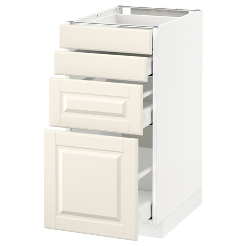 Белый кухонный шкаф ikea METOD, традиционный дизайн с тремя ящиками и одной дверцей.