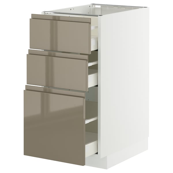 Кухонный шкаф Ikea METOD, гладкий темно-серо-коричневый, три ящика.