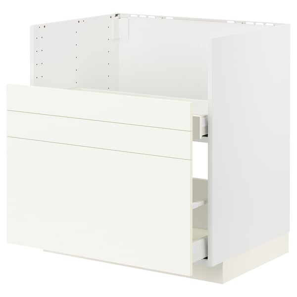 Белый кухонный шкаф ikea METOD, лаконичный дизайн, гладкий ящик, 3 полки.