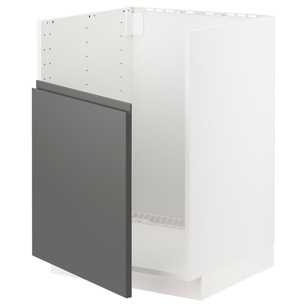 Кухонный гарнитур Ikea METOD, темно-серый, современный дизайн, 3d вид, белый фон.